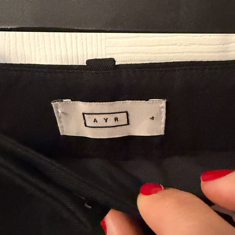 NWT AYR The Power Pant | Wool High Rise Pleated Trouser | Black | Size 4 Long - Picture 3 of 6